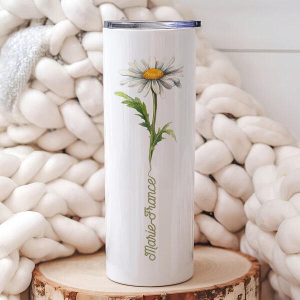 April Birth Flower Daisy Tumbler Stainless Steel 20 oz