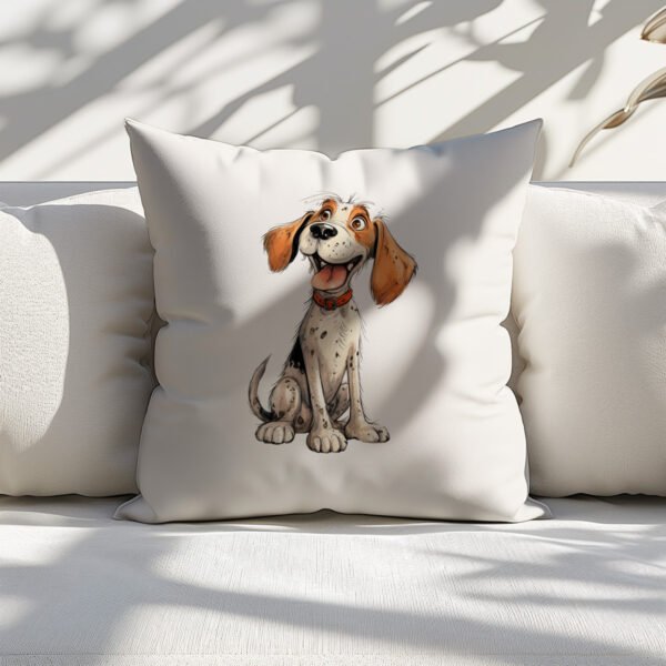 Pillow Cover with Funny Beagle Dog Illustration - Image 4