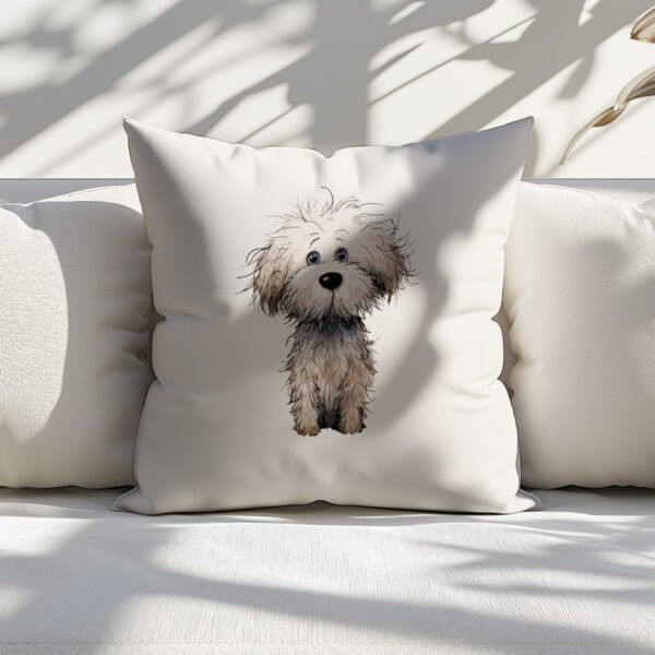 Pillow Cover with Funny Bichon Frisé Dog Illustration - Image 4