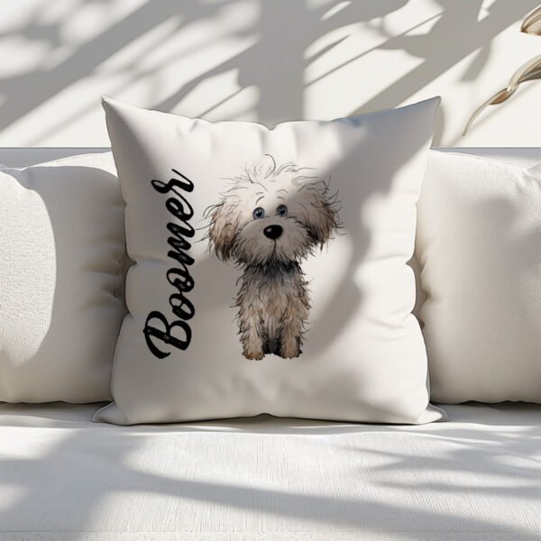 Pillow Cover with Funny Bichon Frisé Dog Illustration - Image 5
