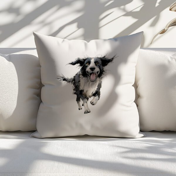 Pillow Cover with Funny Border Collie Illustration - Image 4