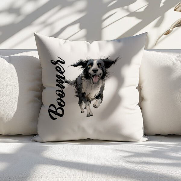 Pillow Cover with Funny Border Collie Illustration - Image 5