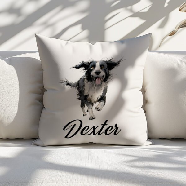Pillow Cover with Funny Border Collie Illustration - Image 6