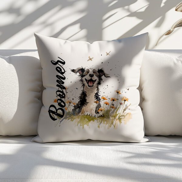 Pillow Cover with Funny Border Collie Illustration - Image 5