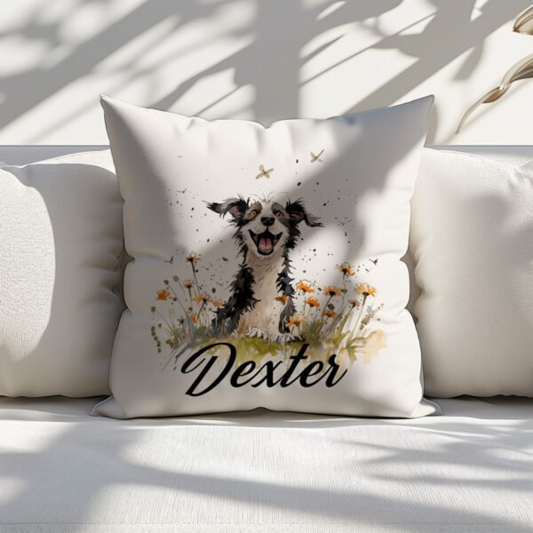 Pillow Cover with Funny Border Collie Illustration - Image 6