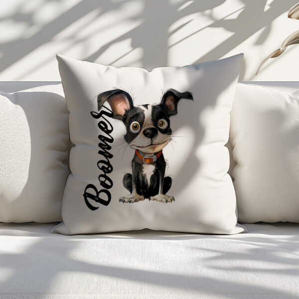 Pillow Cover with Funny Boston Terrier Illustration - Image 5