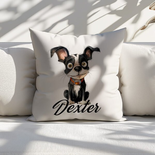 Pillow Cover with Funny Boston Terrier Illustration - Image 6