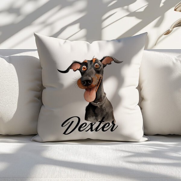 Pillow Cover with Funny Doberman Illustration - Image 6