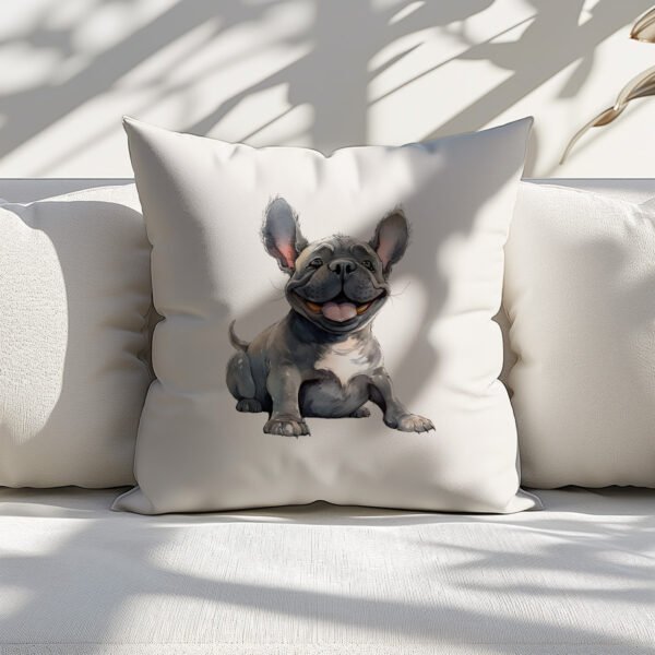 Pillow Cover with Funny French Bulldog Illustration - Image 4