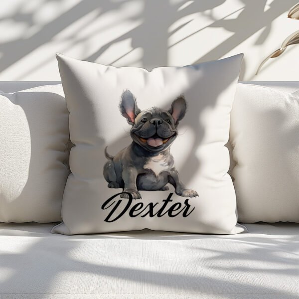 Pillow Cover with Funny French Bulldog Illustration - Image 6