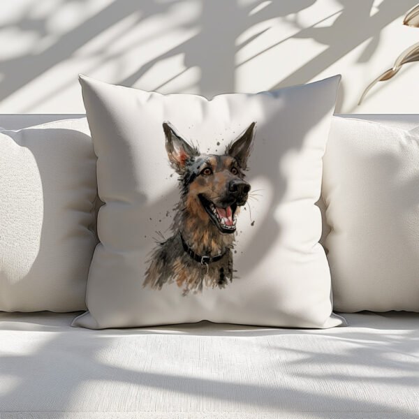 Pillow Cover with Funny German Shepherd Illustration - Image 4