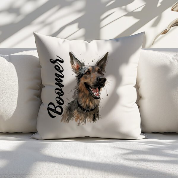 Pillow Cover with Funny German Shepherd Illustration - Image 5