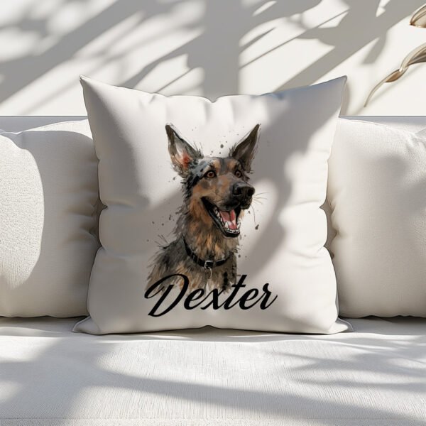 Pillow Cover with Funny German Shepherd Illustration - Image 6