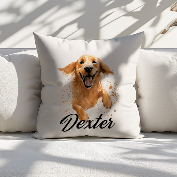 Pillow Cover with Running Golden Retriever Illustration - Image 6