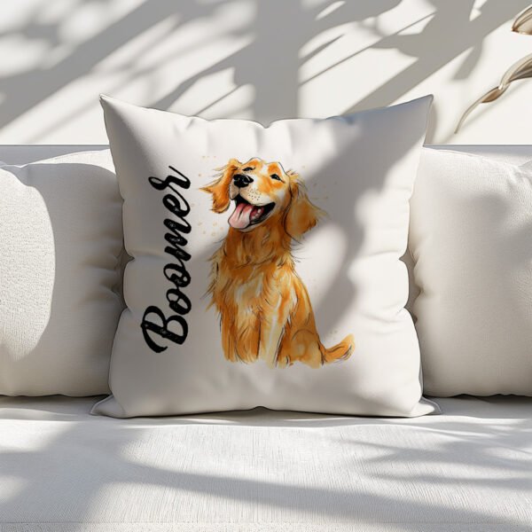 Pillow Cover with Funny Golden Retriever Illustration - Image 5