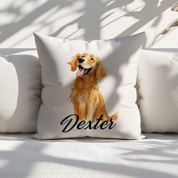 Pillow Cover with Funny Golden Retriever Illustration - Image 6