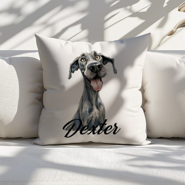 Pillow Cover with Funny Great Dane Illustration - Image 6