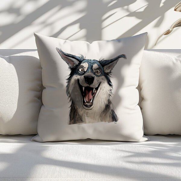 Pillow Cover with Funny Husky Illustration - Image 4