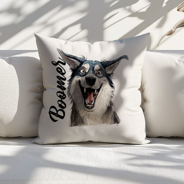 Pillow Cover with Funny Husky Illustration - Image 5