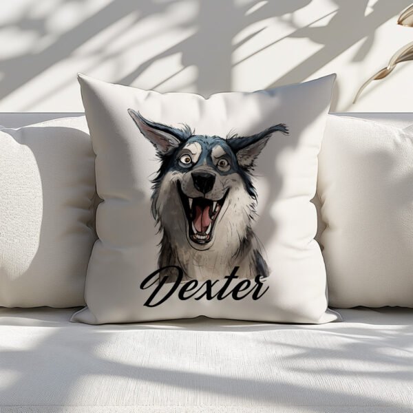 Pillow Cover with Funny Husky Illustration - Image 6