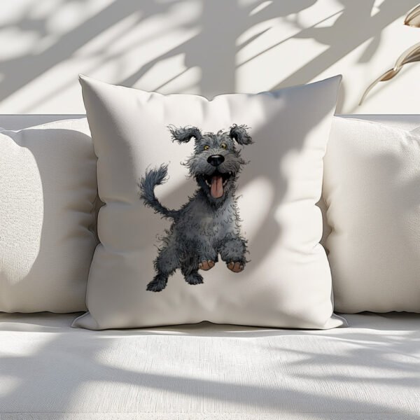 Pillow Cover with Funny Kerry Blue Terrier Illustration - Image 4