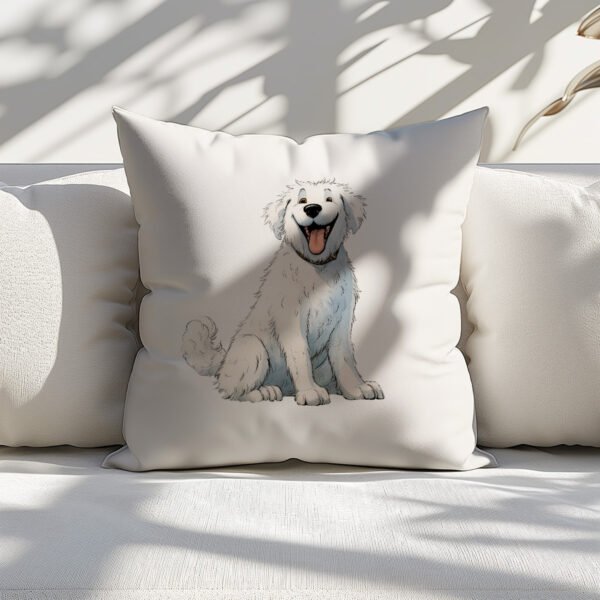 Pillow Cover with Funny Kuvasz Illustration - Image 4