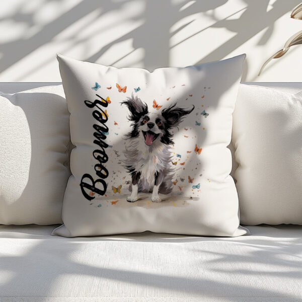 Pillow Cover with Funny Papillon Illustration - Image 5