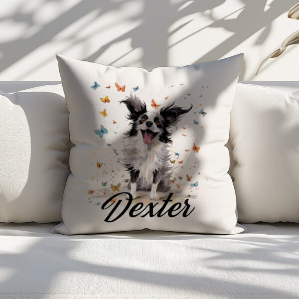 Pillow Cover with Funny Papillon Illustration - Image 6
