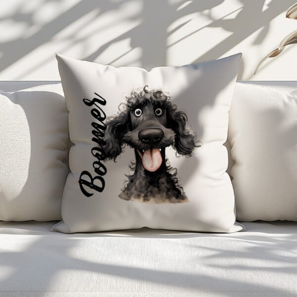 Pillow Cover with Funny Black Poodle Illustration - Image 5