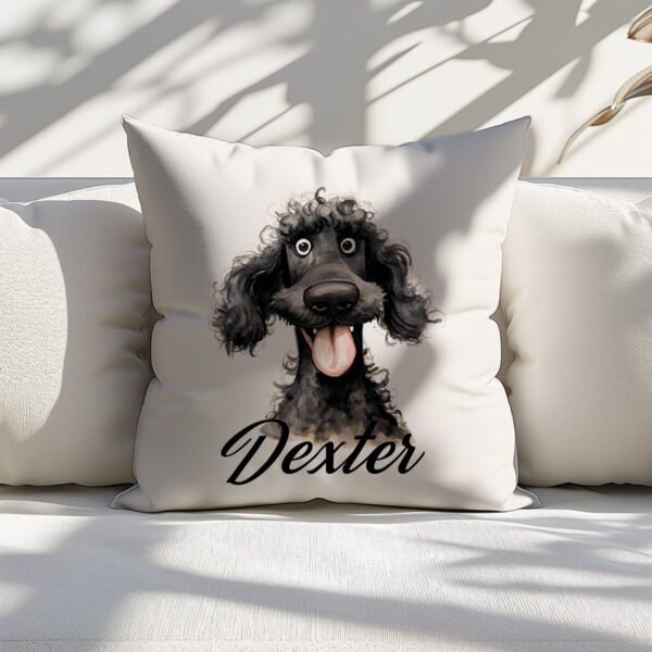 Pillow Cover with Funny Black Poodle Illustration - Image 6