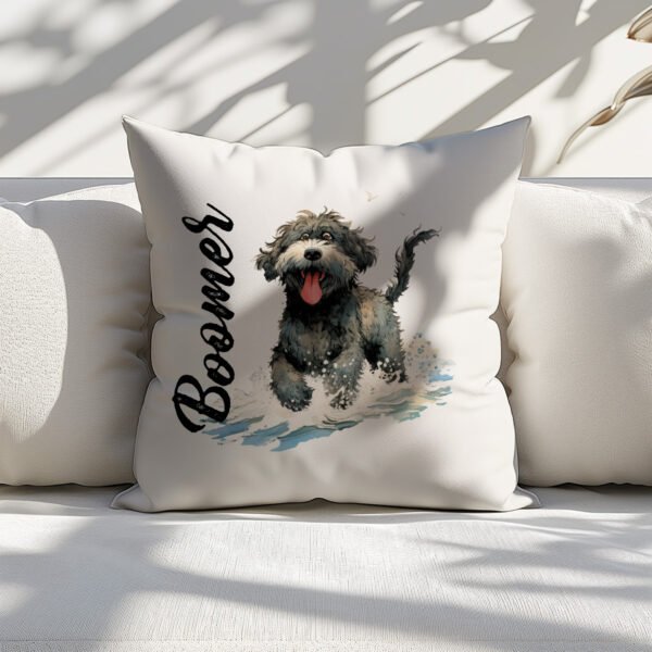Pillow Cover with Funny Portuguese Water Dog Illustration - Image 5