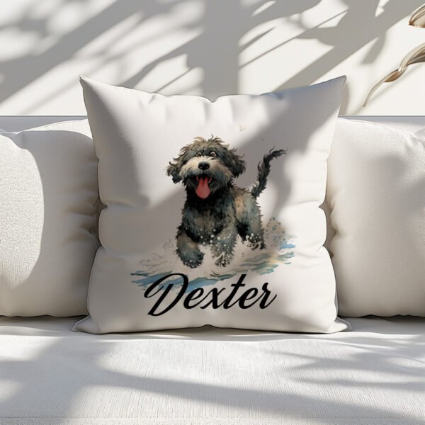 Pillow Cover with Funny Portuguese Water Dog Illustration - Image 6