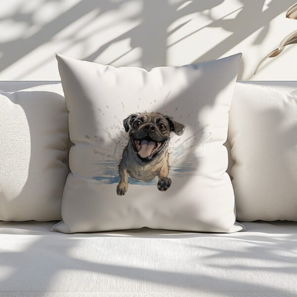 Pillow Cover with Funny Pug Illustration 1 - Image 4