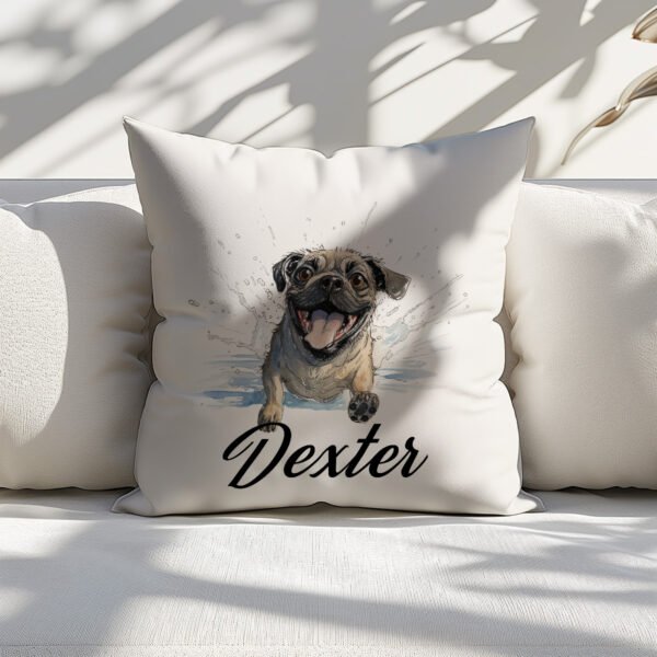 Pillow Cover with Funny Pug Illustration 1 - Image 6