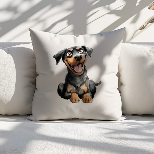 Pillow Cover with Funny Rottweiler Illustration - Image 4
