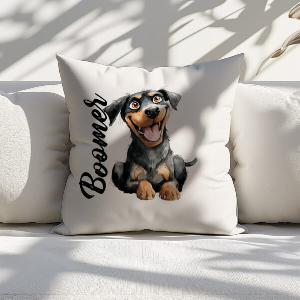 Pillow Cover with Funny Rottweiler Illustration - Image 5