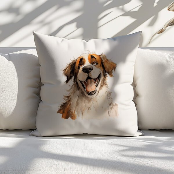 Pillow Cover with Funny Saint Bernard Dog Illustration - Image 4