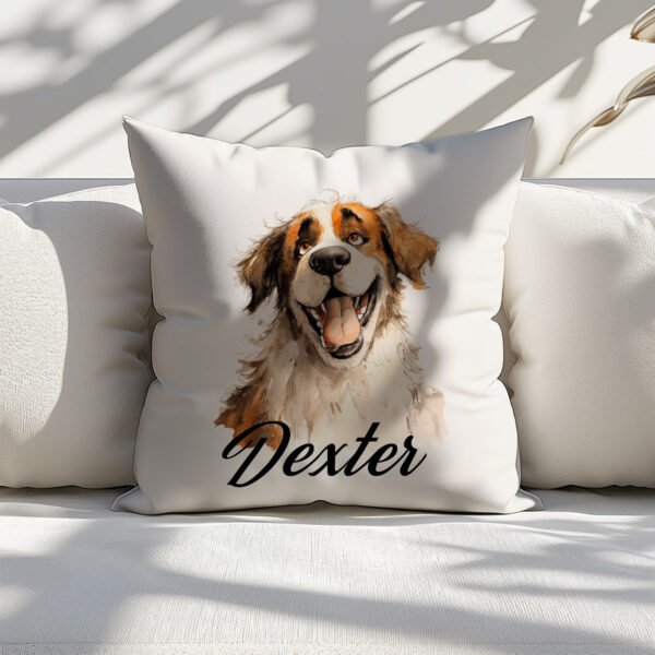 Pillow Cover with Funny Saint Bernard Dog Illustration - Image 6