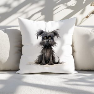 Pillow Cover with Funny Affenpinscher Dog Illustration