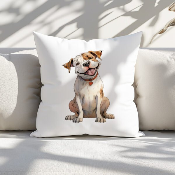 Pillow Cover with Funny American Bulldog Illustration