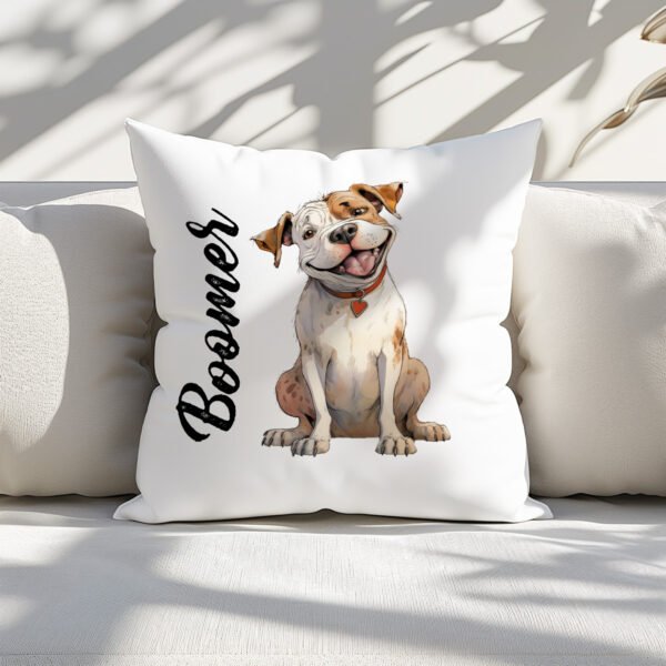 Pillow Cover with Funny American Bulldog Illustration - Image 2