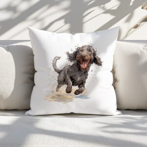 Pillow Cover with Funny American Water Spaniel Illustration