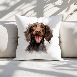 Pillow Cover with Funny American Water Spaniel Illustration