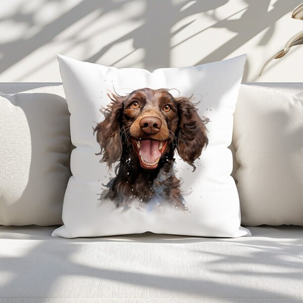 Pillow Cover with Funny American Water Spaniel Illustration