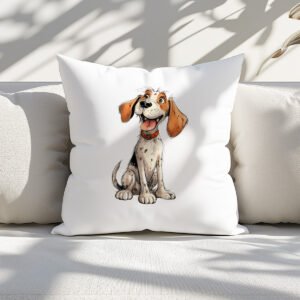Pillow Cover with Funny Beagle Dog Illustration