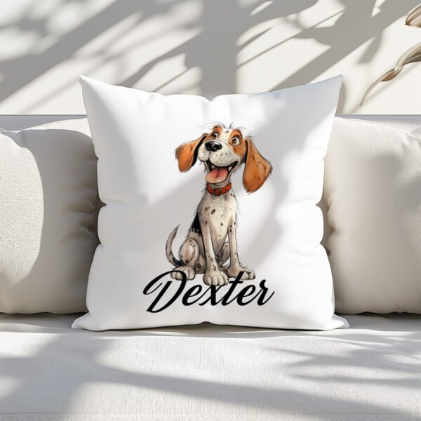 Pillow Cover with Funny Beagle Dog Illustration - Image 3