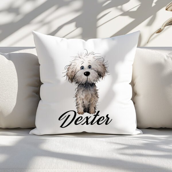Pillow Cover with Funny Bichon Frisé Dog Illustration - Image 3