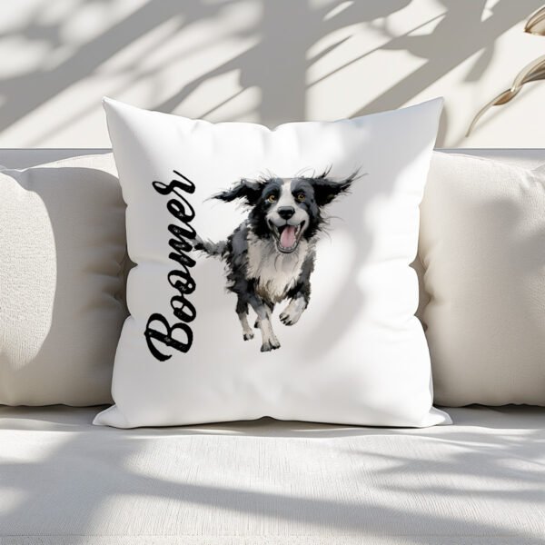 Pillow Cover with Funny Border Collie Illustration - Image 2