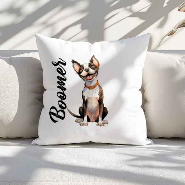 Pillow Cover with Funny Boston Terrier Illustration - Image 2