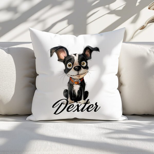 Pillow Cover with Funny Boston Terrier Illustration - Image 3